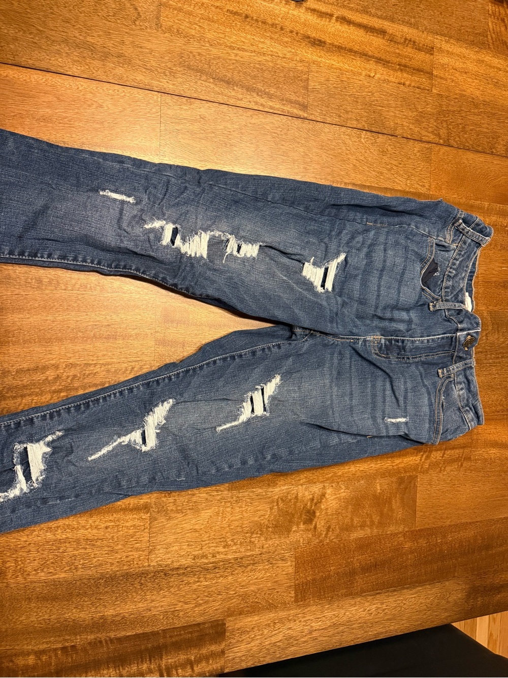 SO Women’s Ripped Skinny Jeans in Blue Denim